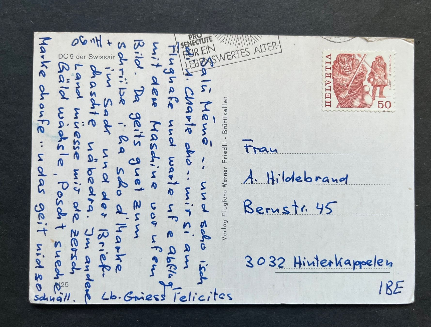 Ansichtskarten: Swissair-Flugzeug DC 9 , ca. 1970 – Gebraucht aus Ostermundigen von DaxKarten-75 1