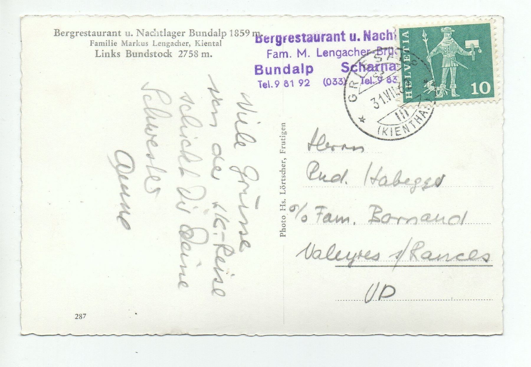 Cartoline postali: SCHARNACHTAL Bergrestaurant Bundalp – Usato da Jona venduto da philajona 1