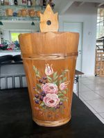 Ancien Stand à Parapluie en Bois Décor Floral
