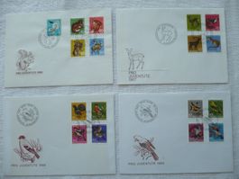 Pro Juventute 1966 - 1969 4 FDC SBK J215 - J231