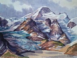 Aquarell Ferdinand Meyer-Streiff Susten Gwächterhorn BE 1959
