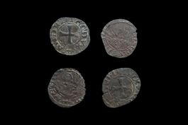 Mittelalterliche Silbermünzen 4x Tornesello Venedig