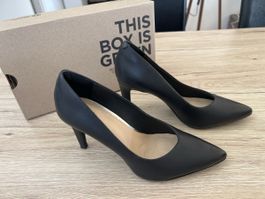 Escarpins Clarks Genoa85 Court en cuir noir, Taille 37