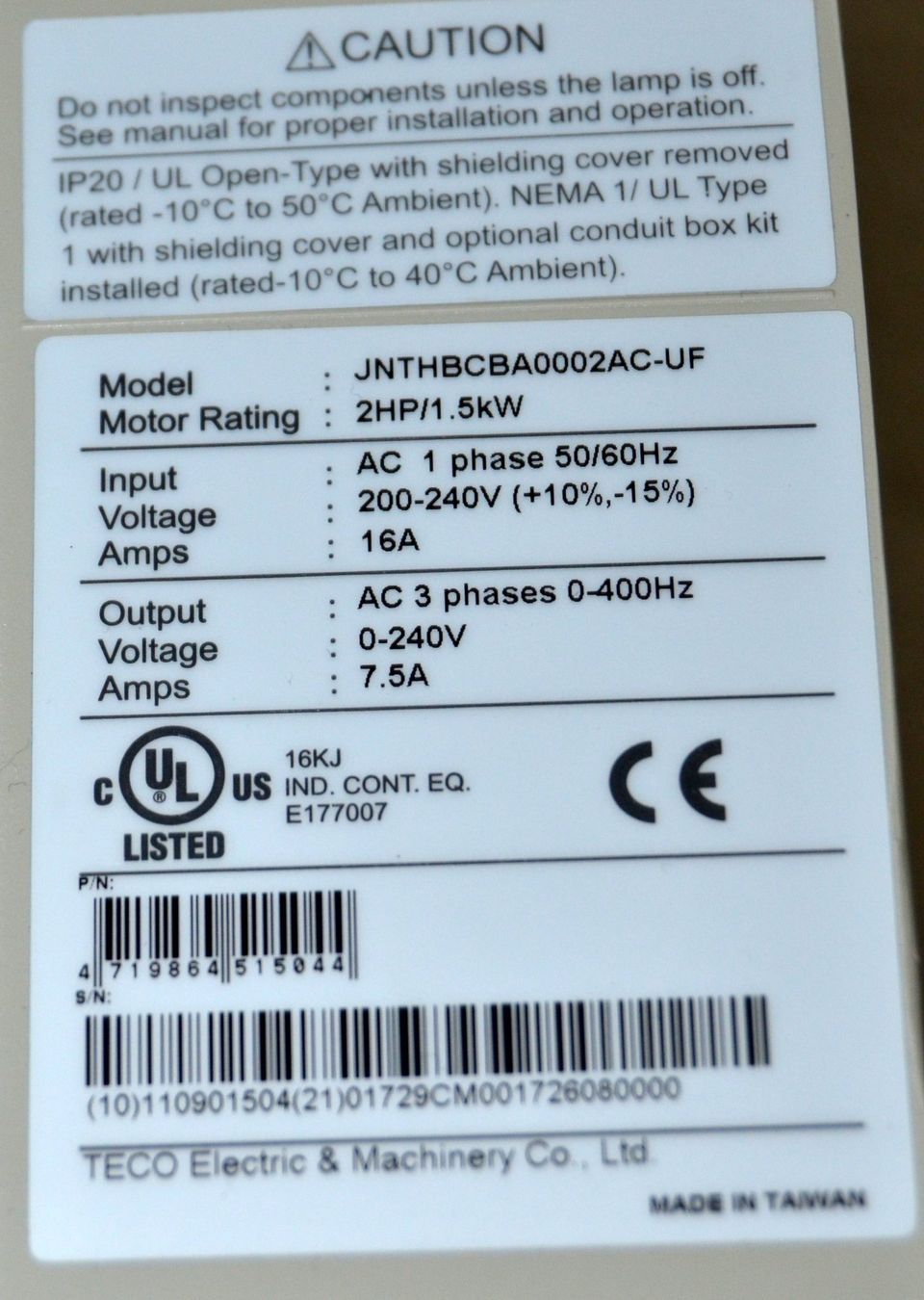 Inverter: TECO 7300CV Wechselrichter / Onduleur – Usato da Collonges venduto da arashee 7