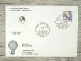 TR76 Enveloppe + Timbre Suisse 1988 Theme Ballon