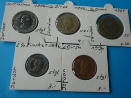 Jordanien 1996/97, 5 alte Münzen