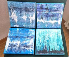 4 kleine Acryl & Meersalz, 4er Set 20x20cm  CH Künstlerin