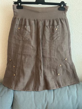 Leinen Rock taupe S
