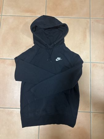 Sweat à capuche Nike noir, logo brodé, taille XS, bon état