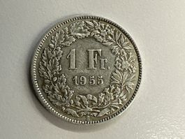 1 Fr. Silber Schweiz 1955 ss