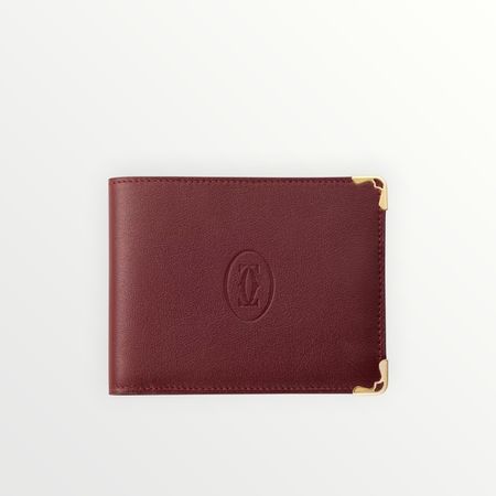 Cartier Portemonnaie Bordeaux Leder Goldbeschläge mit Box...