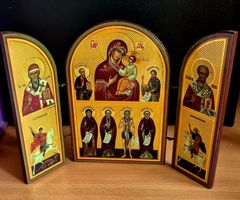 Religiöse Ikone aus Holz 3-teilig Maria mit Kind Heilige