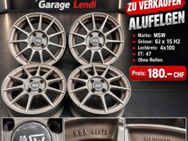 MSW Alufelgen 6J x 15 Zoll Lochkreis 4x100 ET 47 4 Stk