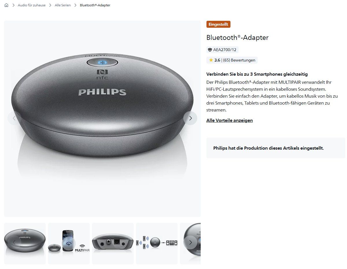 Philips Unità & Adattatore: Philips Bluetooth Adapter AEA2700/12 – Multipair & NFC – Usato da Cham venduto da Floeckli010 4