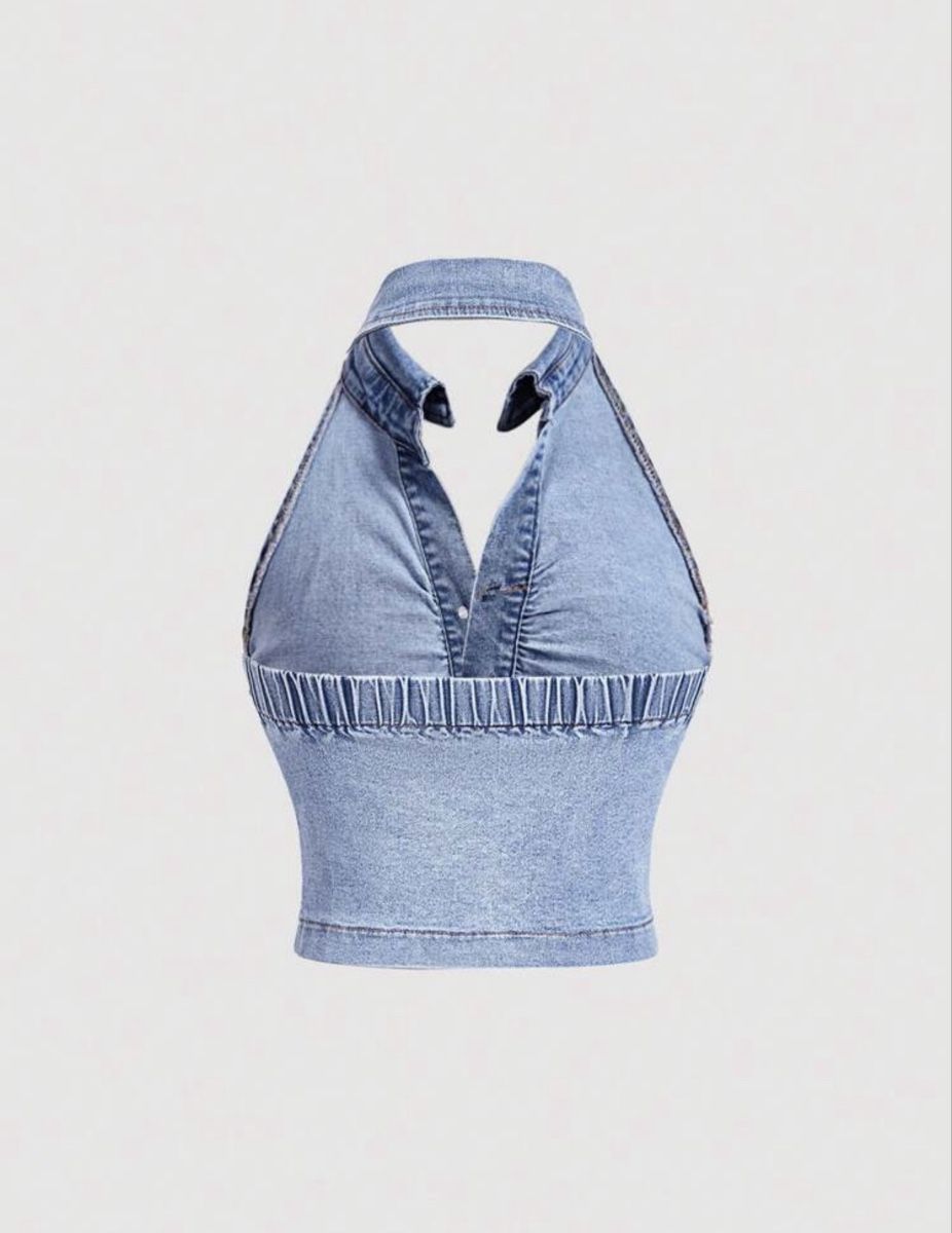 Tops: Light Wash Denim Halter Top 💙✨ – Neu und originalverpackt aus Zürich von onlyifashion 1