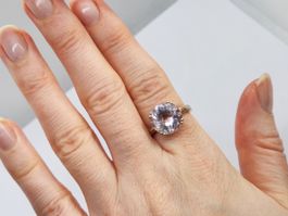 Roségoldener vintage Quarz Ring, 925 Silber, Grösse 53
