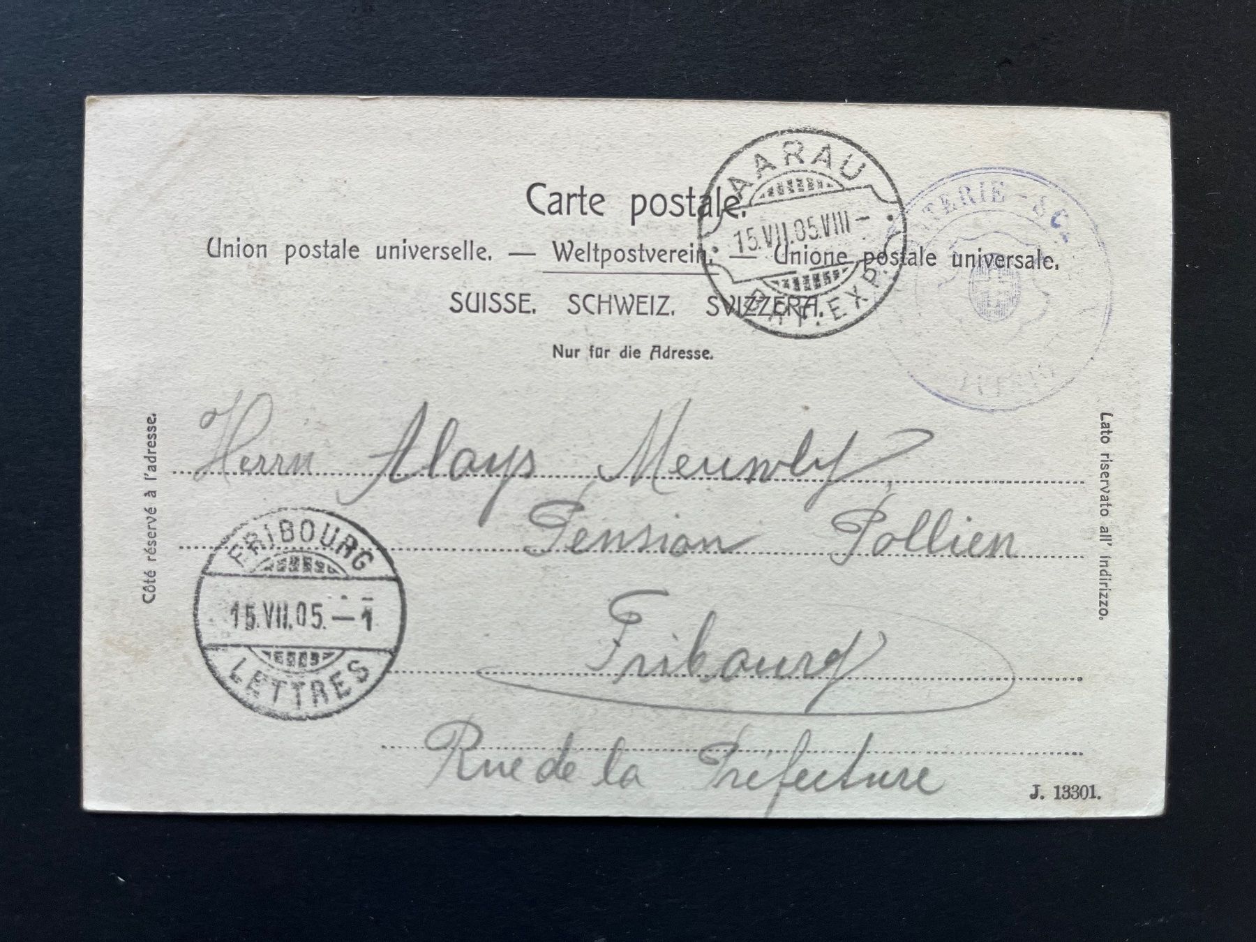 Cartoline postali: Aarau Kantonsschule, 1905 – Usato da Ostermundigen venduto da DaxKarten-75 1