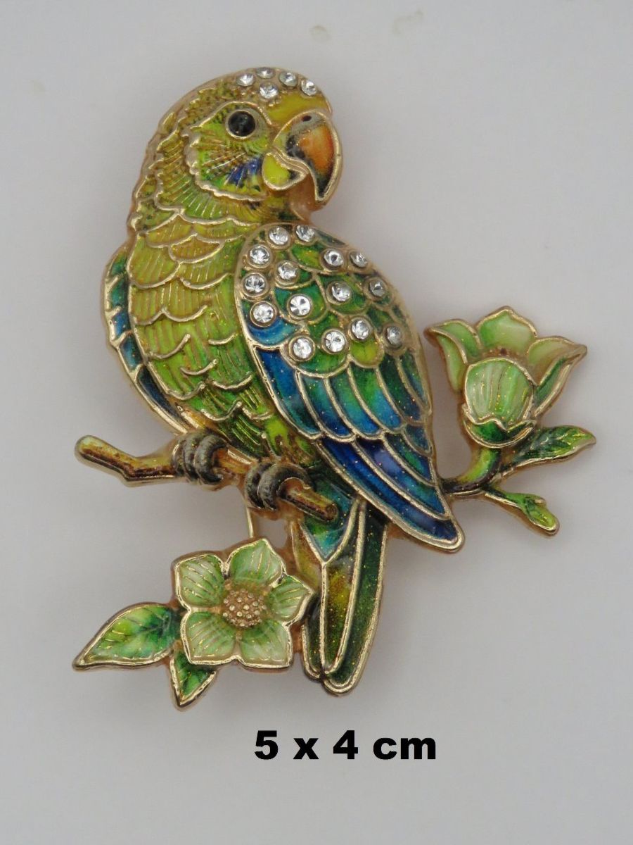 Spille & Fermagli: Brosche - PAPAGEI - Emaille - Glitzersteine - 5x4cm – Nuovo e nell'imballaggio originale da Grenchen venduto da Yamahwildstar16