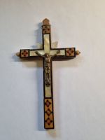 Holzkreuz mit Intarsien, antik, sehr schönes Sammlerstück