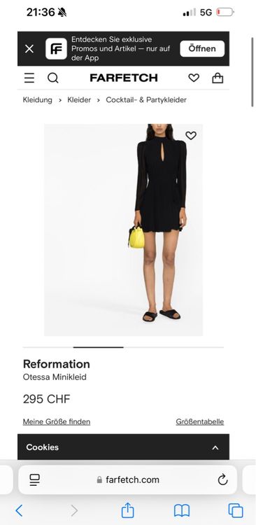 Reformation Ottessa Dress, Black, XS/S 3