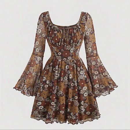 Shein Kleid Blumenmuster braun