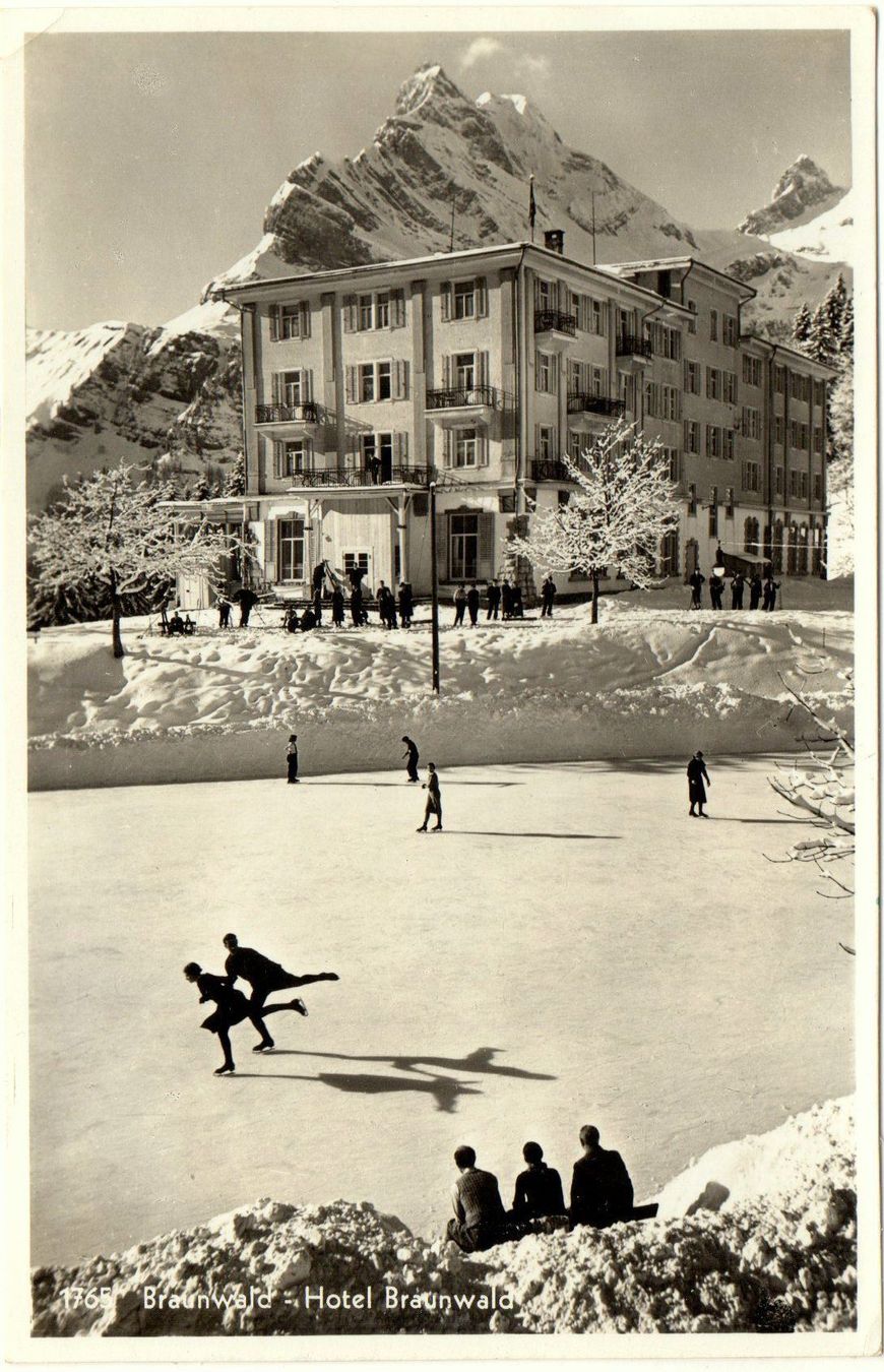 Cartoline postali: BRAUNWALD Hotel Braunwald mit Eislauf – Usato da Jona venduto da philajona