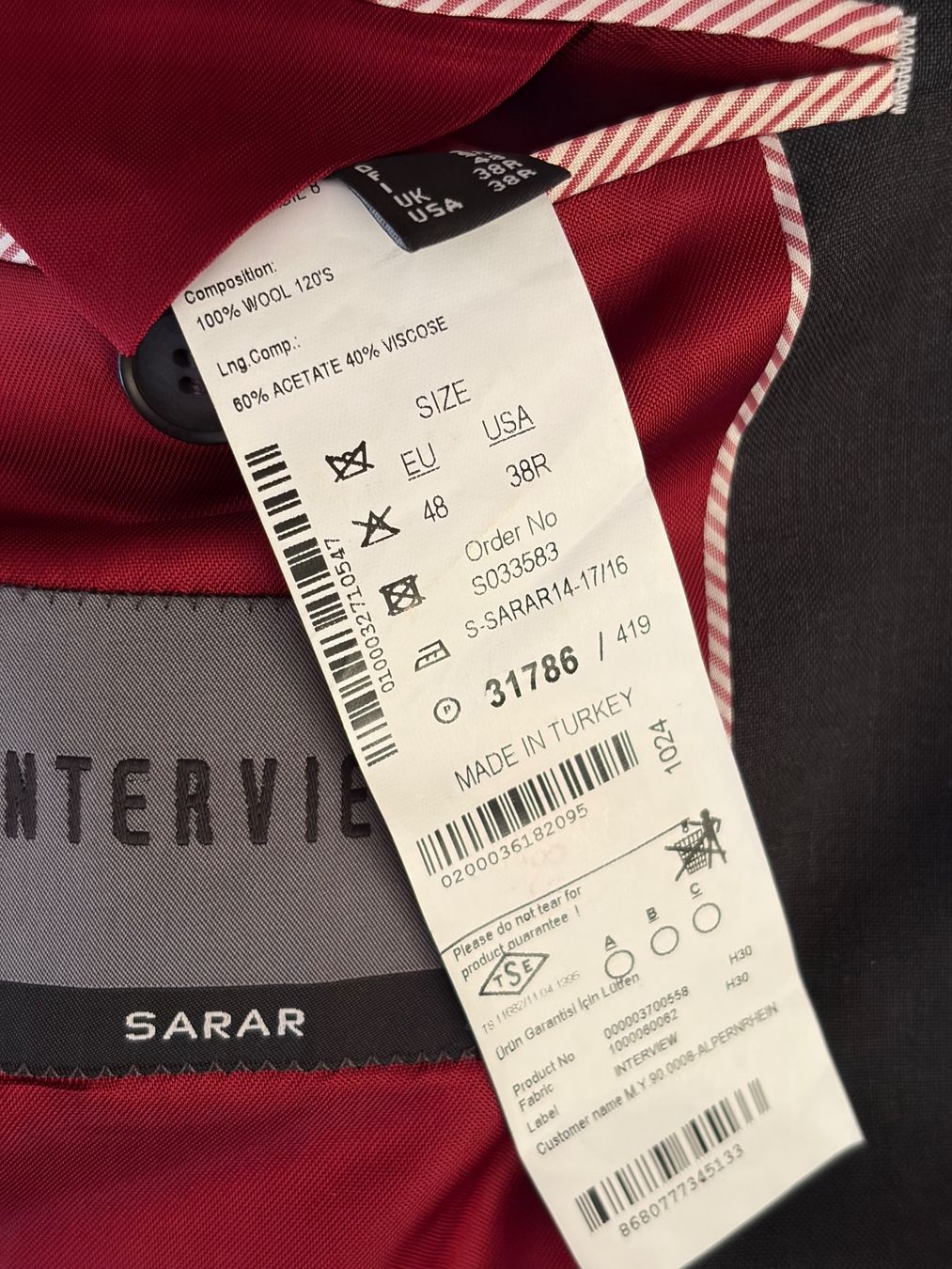Vestes: INTERVIEW SARAR  Blazer  Stoff  Super 120's Schurwolle Gr.48 – Neuf (Voir description) à Interlaken par Bona55 5