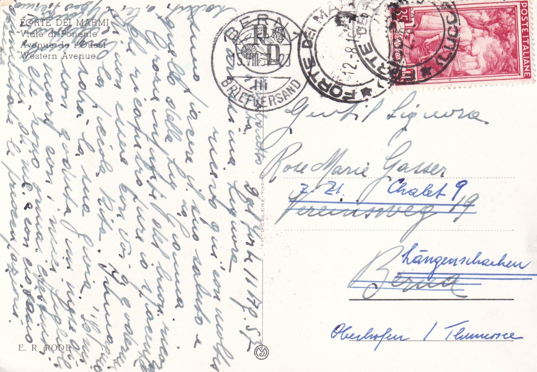 Cartoline postali: Forte dei Marmi - Viale di Ponente /mp – Usato da Hombrechtikon venduto da Rudolf07 1
