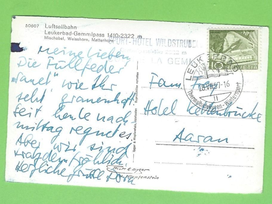 Cartoline postali: Luftseilbahn Leukerbad-Gemmipass – Usato da Zürich venduto da t24_de 1