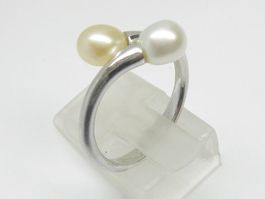 Vintage Ring Silber 925 + MP Perlen Gr. 58