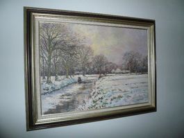 van Noort - Winterlandschaft am Kanal 65 x 85 cm - Gemälde