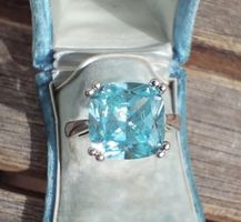 Blauer Zirkonia Ring 925 Solid Sterling Silber