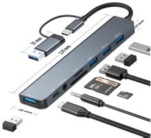 USB-C-Hub SD/TF-Kartenleser Hub Aux-Anschlüssen Splitter