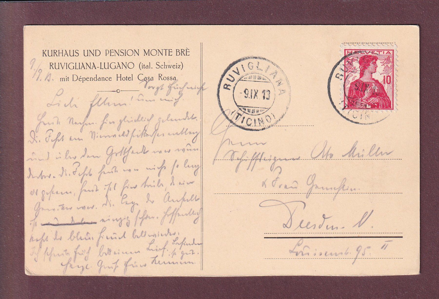 Ansichtskarten: LUGANO - Monte Brè - 1913 – Gebraucht aus Pully von nicecards 1