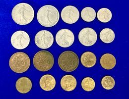Sammlung Französische Münzen verschiedene Werte Zustand gut