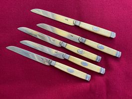 Rare  set de 5 couteaux à fruit en argent. 19 ème siècle.