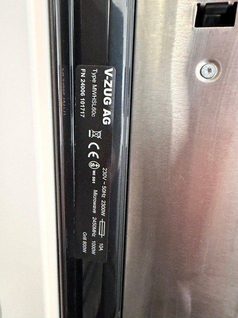 V-Zug Elettrodomestici da cucina: V-Zug Mikrowelle MWHSL60c – Usato da Erlinsbach venduto da Riva22 2