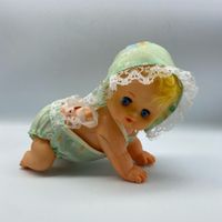 Puppe - Vintage Krabbelpuppe mit blauen Augen