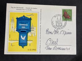 Schweiz 1955 Karte Tag der Briefmarke Basel Pro Juventute