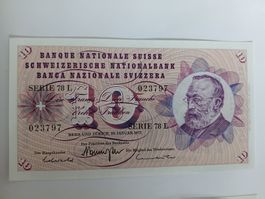3 x 10 Franken Banknoten, von 1971 und 1972, bankfrisch