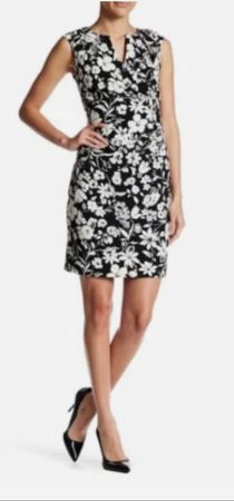 Adrianna Papell floral dress, black & white, size 6/34