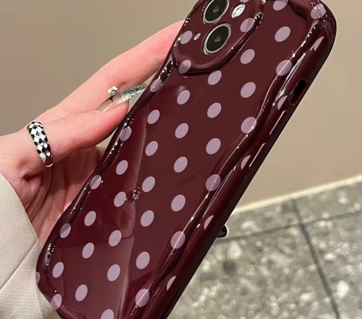 Cover & Protezioni schermo: Handyhülle iPhone Case Polka Dot bordeaux pink – Nuovo e nell'imballaggio originale da Kriessern venduto da loolah 2
