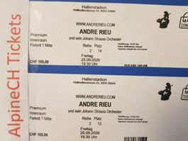 2 André Rieu ZH Parkett 1 Mitte Reihe 2 !  AB RABATT -35%