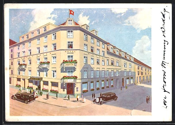 Cartoline postali: Künstler-AK Basel, Hotel Hofer – Usato da Berlin venduto da bartko-reher