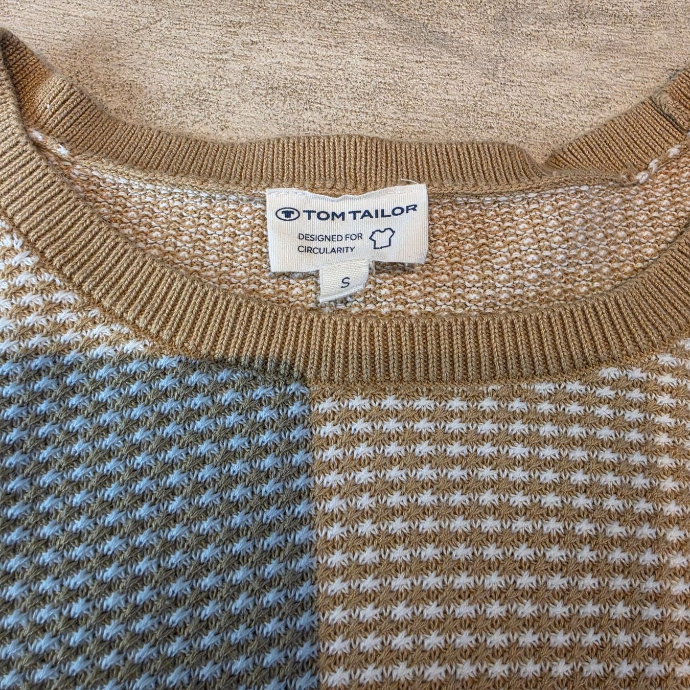 Tom Tailor Maglioni & Felpe: Tom Tailor Strickpullover Beige/Weiss Gr. S 100% Baumwolle – Usato da Altendorf venduto da Zeitkapsel 1
