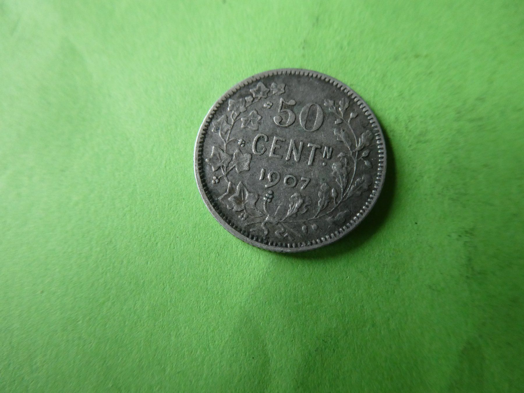 Alle Münzen: Belgien 1907, 50 Centimes   Silber – Gebraucht aus Hinterforst von Rohusri