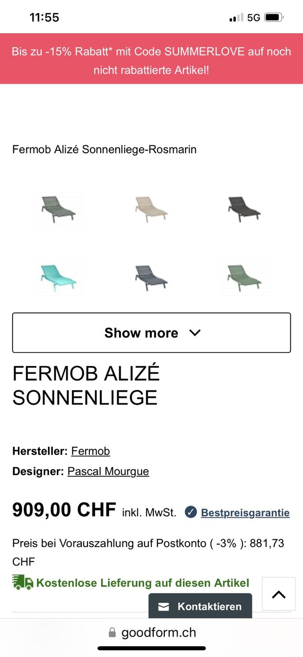 Fermob Sedie a sdraio: FERMOB ALIZÉ SONNENLIEGE – Usato da Geuensee venduto da miriamundmartin 5