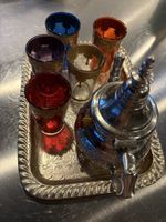 Teekanne mit 5 Gläsern und Tablett - aus Marokko