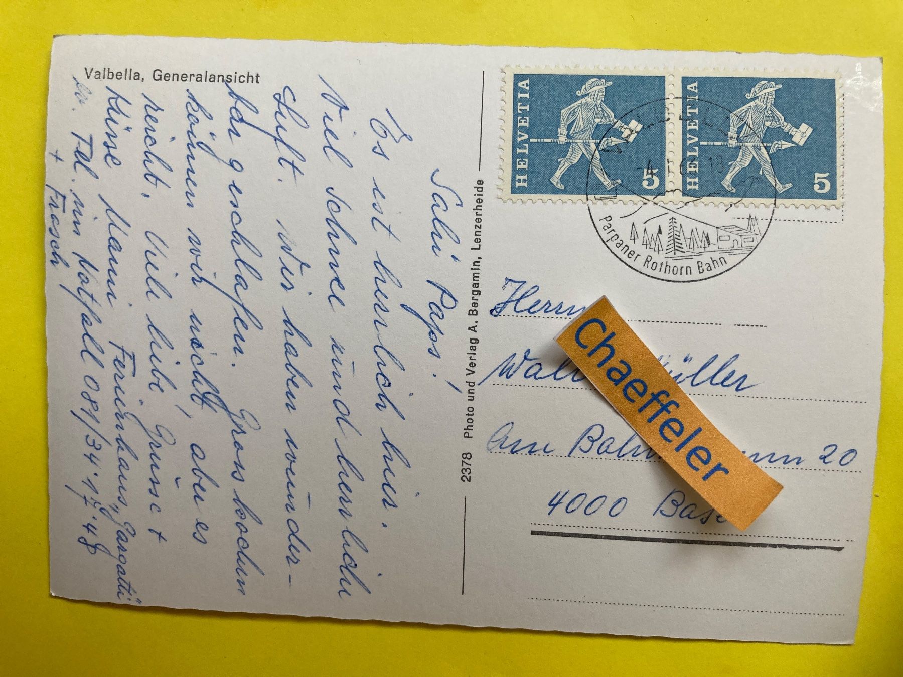 Ansichtskarten: 1966 Valbella, Generalansicht – Gebraucht aus Zürich von Chaeffeler 1