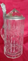 antiker Bierkrug Bierhumpen, Zinn-Deckel, reicher Schliff